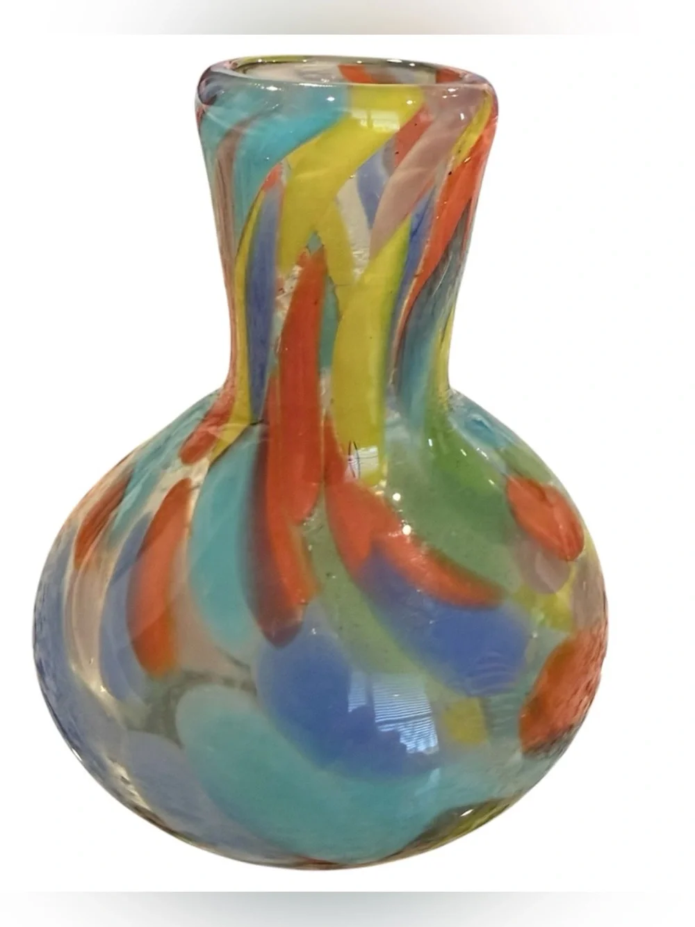 Cá d'Oro Murano-style art handblown glass vase with a multicolor confetti design